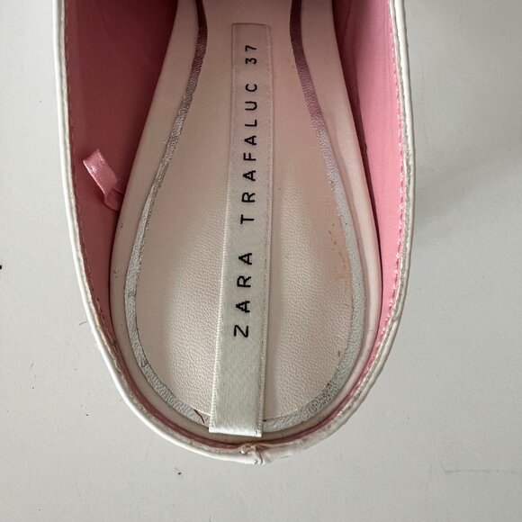 Zara Sculptural Kitten Heel Ecru (off) White Mules Slides, Size 37 EU (6.5-7 US) - Picture 13 of 15